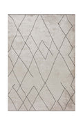 Beige rug with abstract line pattern.