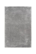 Gray rectangular handcrafted rug with a soft, plush texture and subtle tonal variation.