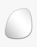 Irregular frameless blob-shaped wall mirror with a smooth reflective surface, featuring an organic, asymmetrical silhouette.